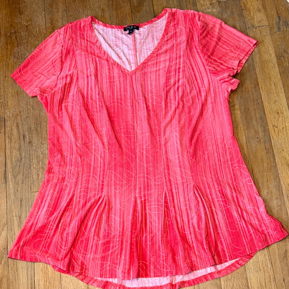 Sami &‎ Jo Coral V-Neck Blouse Plus Size 1x
